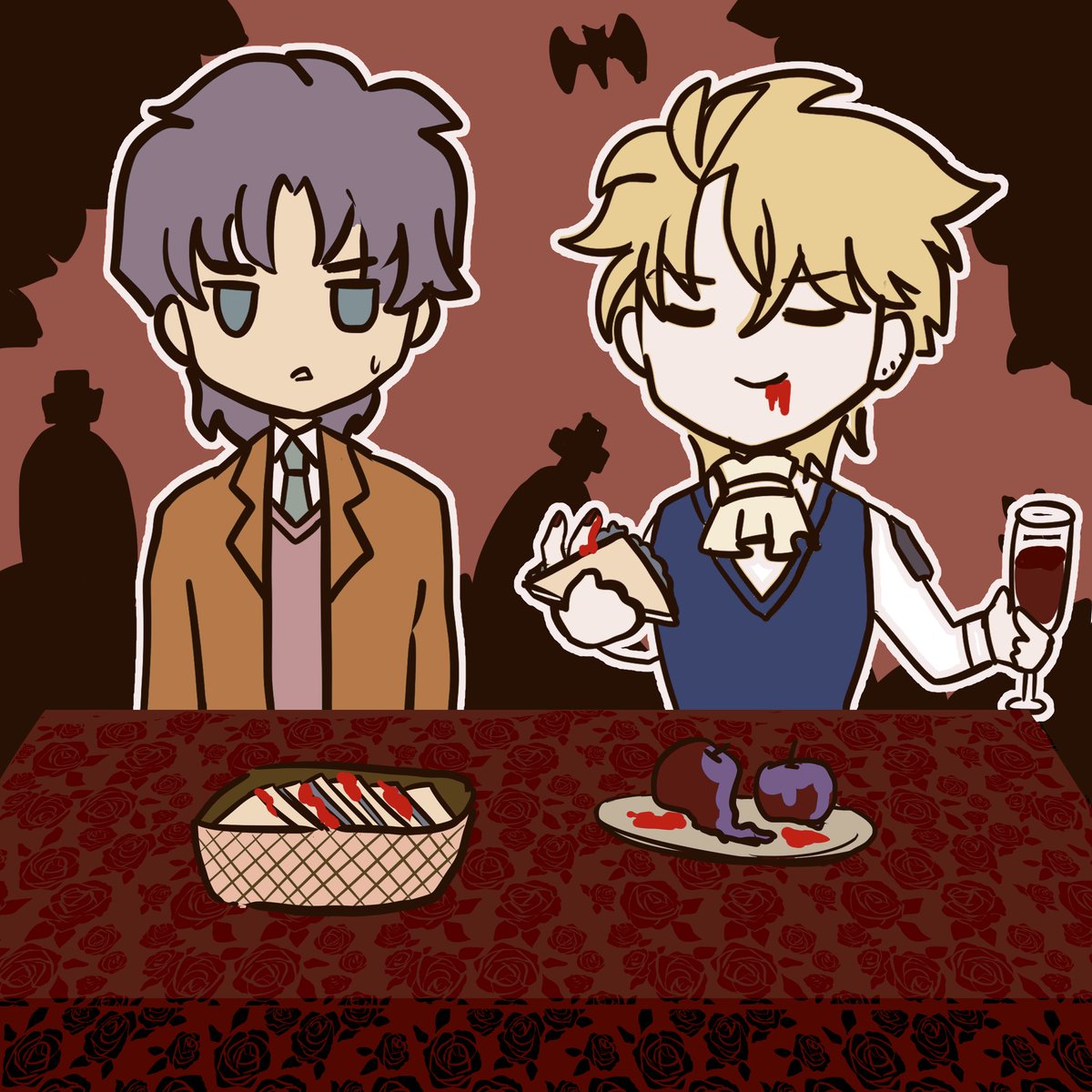 granzon0's tweet photo. お題：「恐怖」「ピクニック」
#ジョナディオ版ワンドロワンライ https://t.co/socmfr3VUm