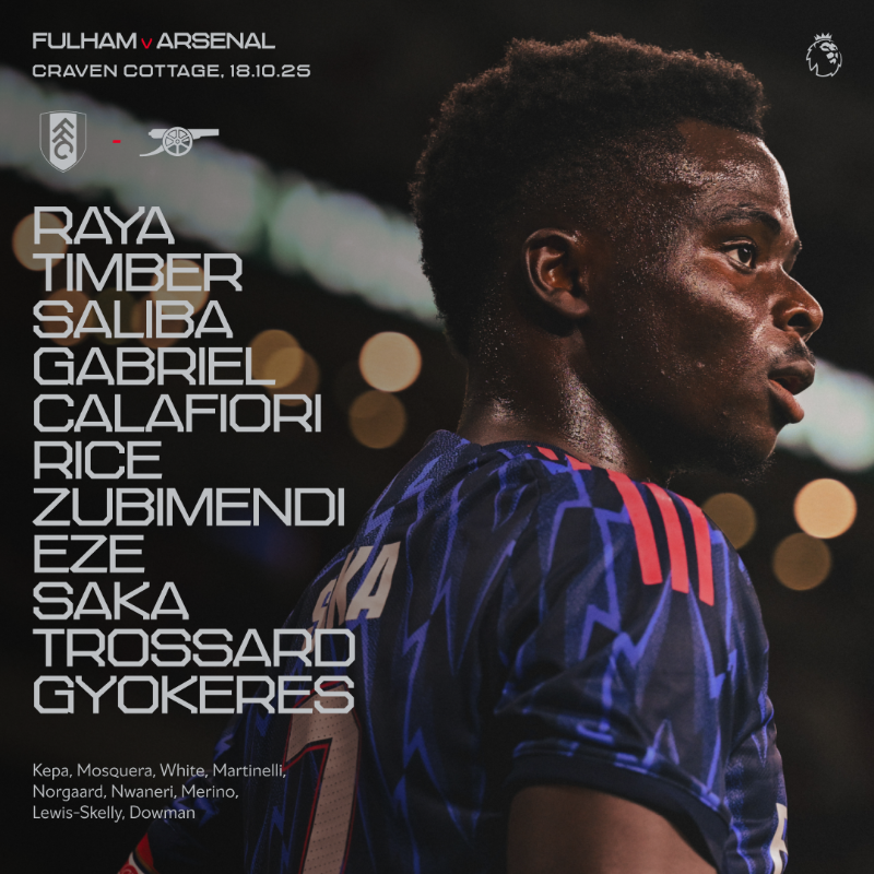 Arsenal's tweet photo. 🔵 𝗧𝗘𝗔𝗠𝙉𝙀𝙒𝙎 🔘

Zubimendi replacing the injured Odegaard in our only change.

Let's lay down a marker, Gunners 👊