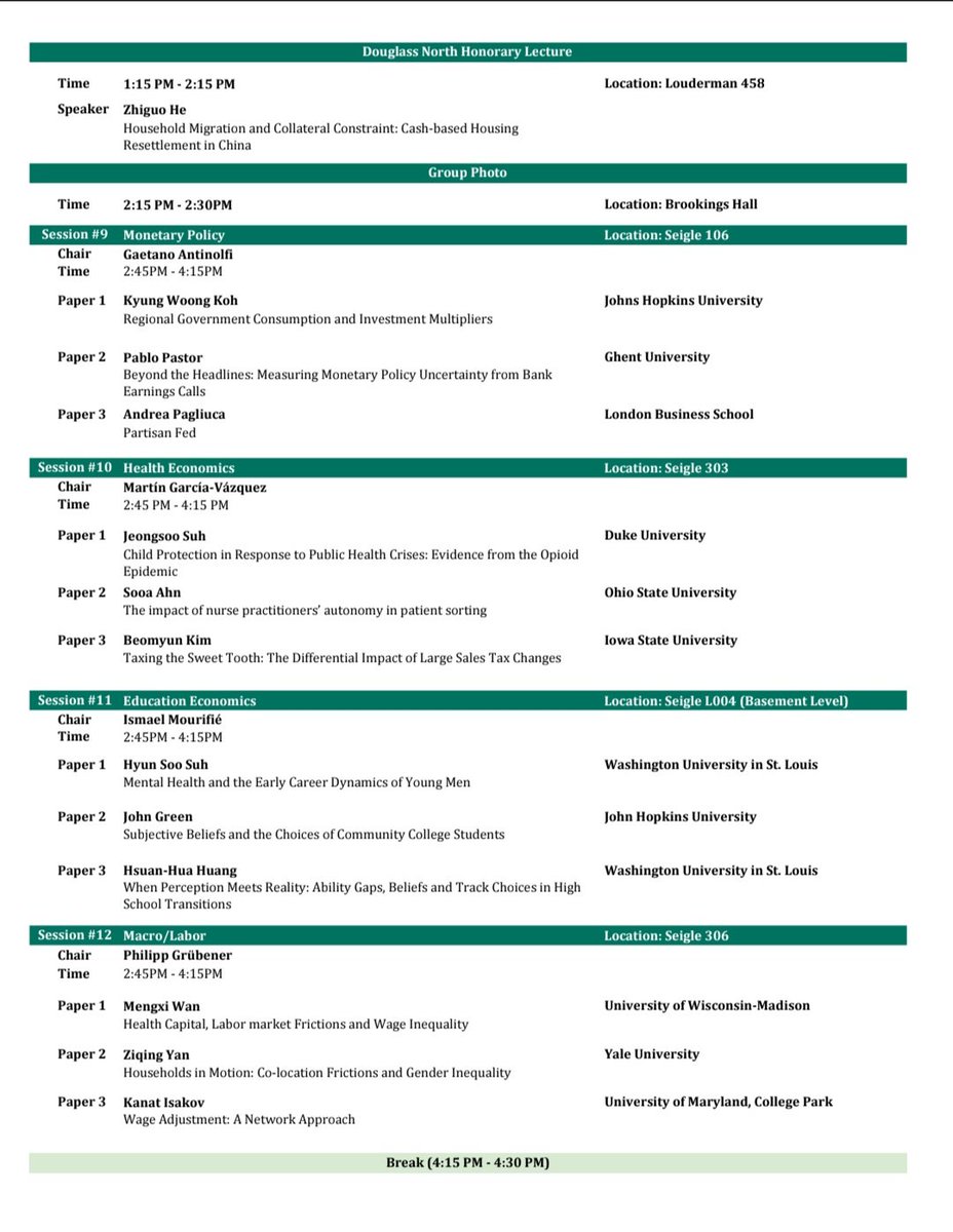 egsc_wustl's tweet photo. The 20th Economics Graduate Students Conference is on! 🎉 Here you can find the schedule for the day https://t.co/l7egbUo2Lk