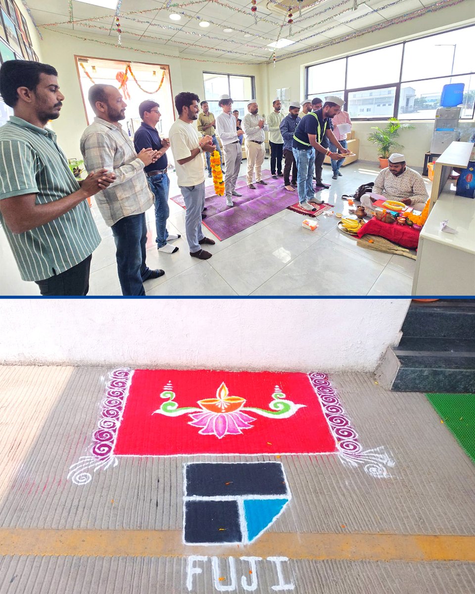 fujisilvertech's tweet photo. This Diwali, we illuminated our workplace with joy, laughter &amp; shared traditions through the Dhanteras Pooja conducted at FIT Chhatrapati Sambhajinagar plant. #FestiveVibesAtWork #LightingUpSmiles #DiwaliAtWork #WorkplaceCulture #ProsperityAndPositivity #TeamCelebrations https://t.co/AtvvBduxhG