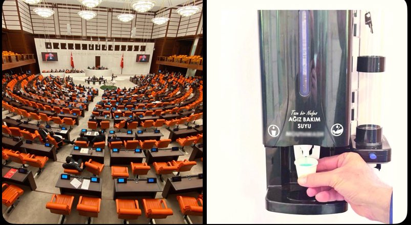 TBMM'ye ağız bakım suyu otomatı koyuldu.