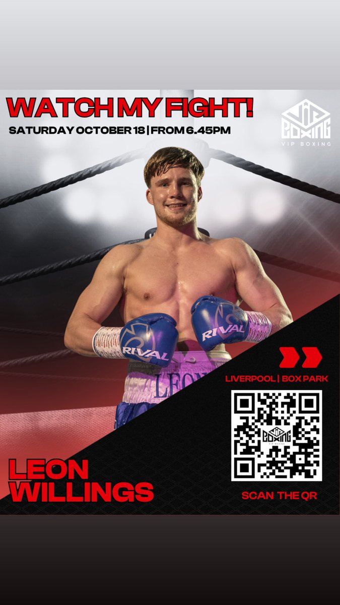 vipboxing's tweet image. 🔥 Watch My Fight! 🔥

Leon Willings is back in action tonight at Liverpool Box Park 🥊

🎥 Stream live from 6:45 PM
👉 youtube.com/live/yldi9GI_A…

#LeonWillings #VIPBoxing #FightNight #LiverpoolBoxPark #TeamVIP #ProBoxing