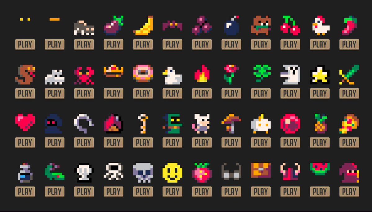 cmiddlebrook's tweet image. MOAAAAAR sprites! This is now my final set of 8x8 sprites that will be playable levels in my #breakout #game. Thanks to the many #pixelart creators who made these assets! #gamedev #gameart #ScreenshotSaturday