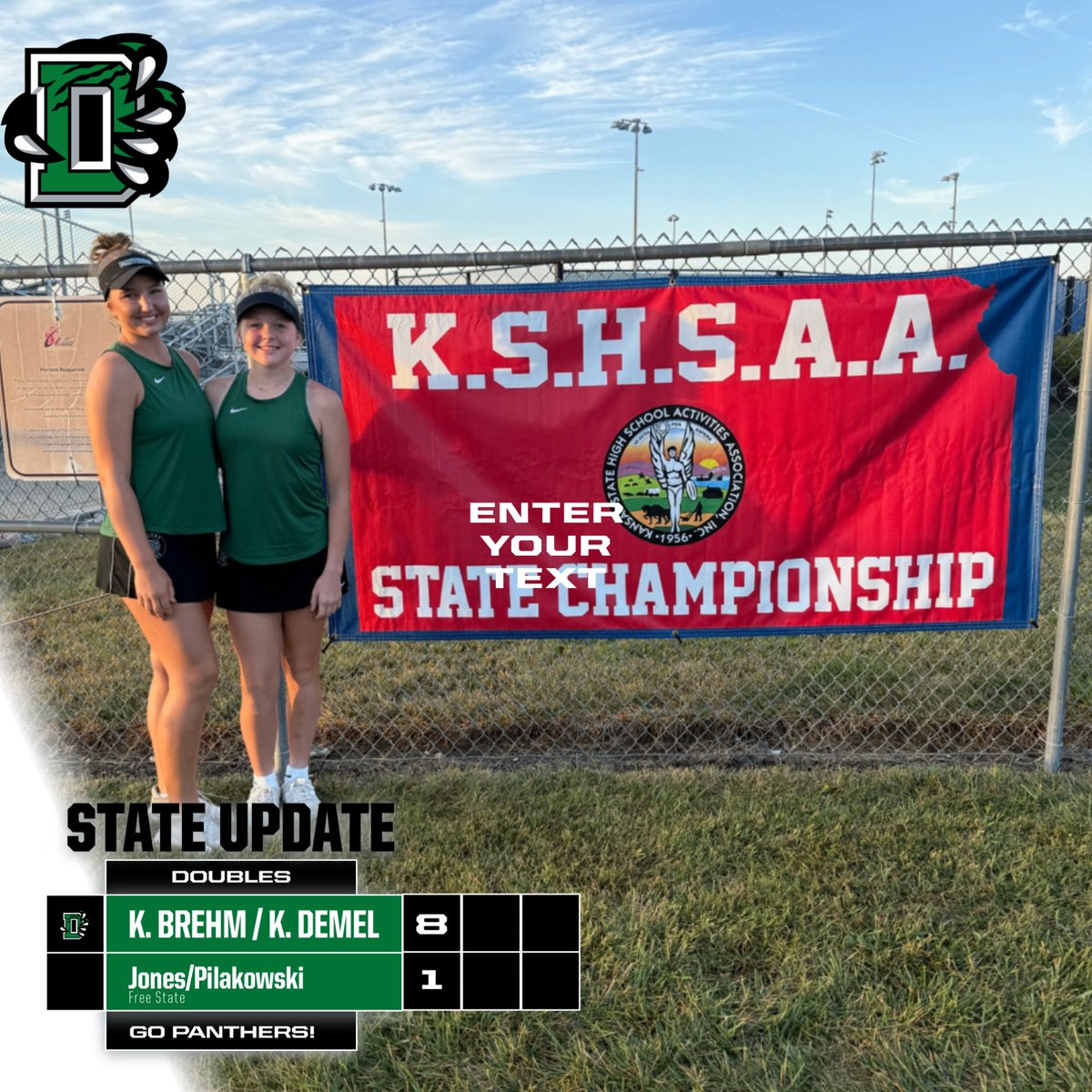Brehm/Demel defeat Free State 8-1 in the first round of Day 2. 

<a href="/DerbyAD/">Derby High School AD</a> <a href="/DHS_Panthers/">Derby High School - Derby Public Schools</a>