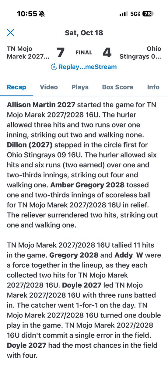 First game on the books. Truly a team effort to get this one done <a href="/TNMojoMarek/">Darci Marek</a> <a href="/TNMojoCarter/">TNMojoCarter</a> <a href="/D1Softball/">D1Softball</a> <a href="/ExtraInningSB/">EXTRA INNING SOFTBALL</a>