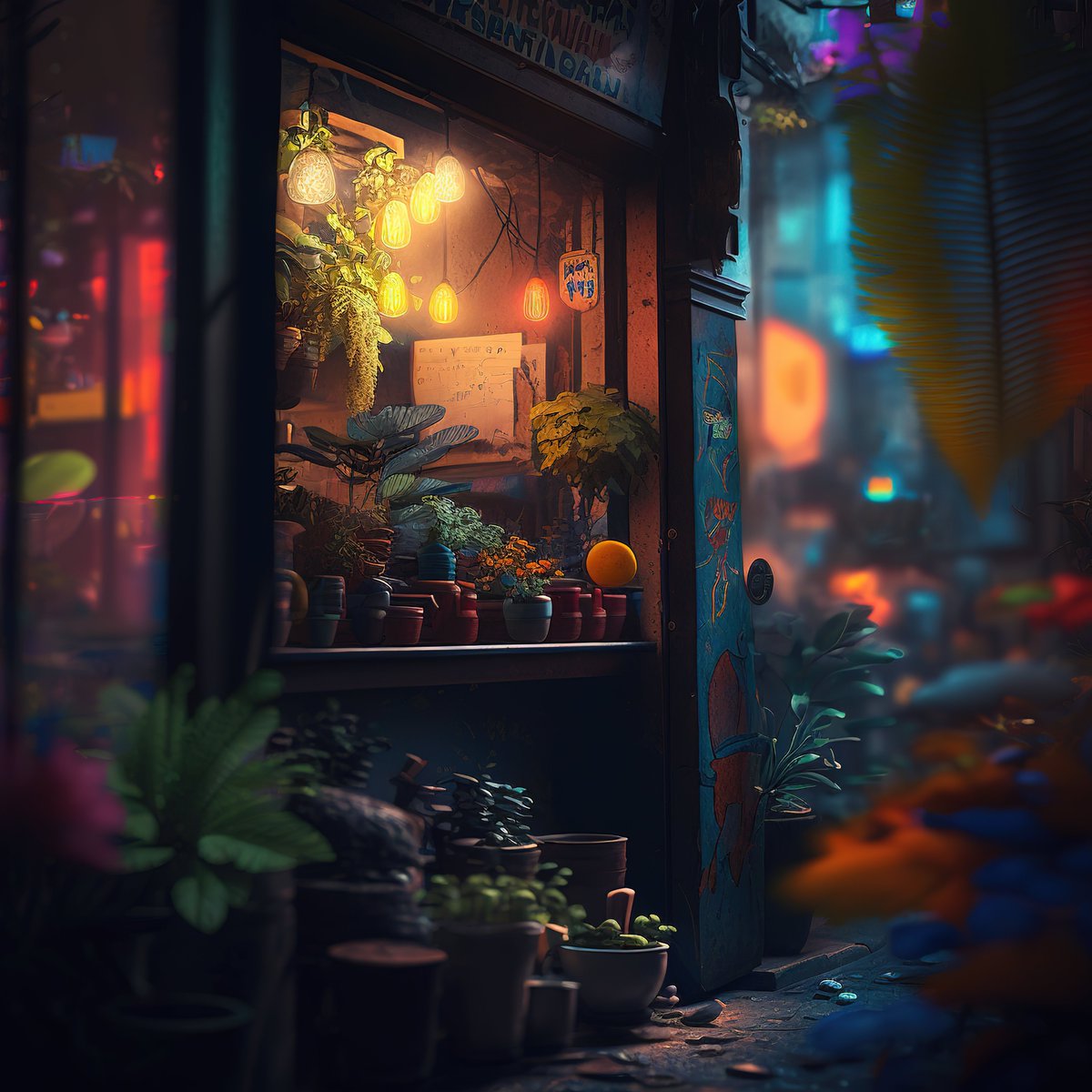 NoBanksNearby's tweet image. 7:26 PM. The amber glow from these rustic lanterns cradles the deep greens of life. Outside, the city&apos;s blurry blues pulse. This minute, find your quiet sanctuary. Breathe in the stillness, right here, right now.

#FoundationNFT #ProgrammableArt #TimeWisdom #TemporalCollection…