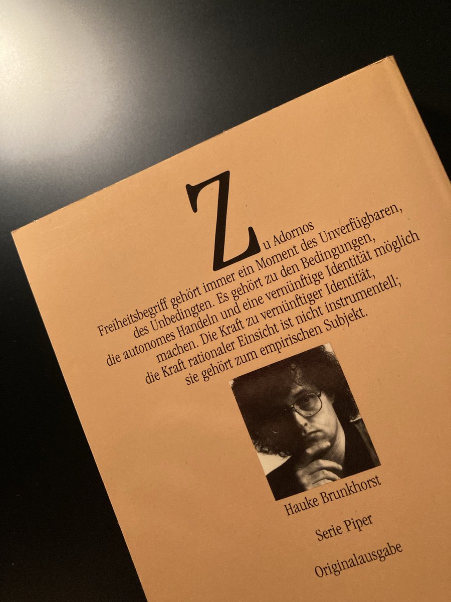 Empfehlung zur großen Geburtstagskonferenz in Flensburg nächste Woche: Das Adorno-Buch von Hauke Brunkhorst, erschienen im Jahr 1989. Ein Must Read – bildstärker als manches Biopic, großes Kino, und zugleich eine Einführung in Brunkhorsts eigenen philosophischen Negativismus.