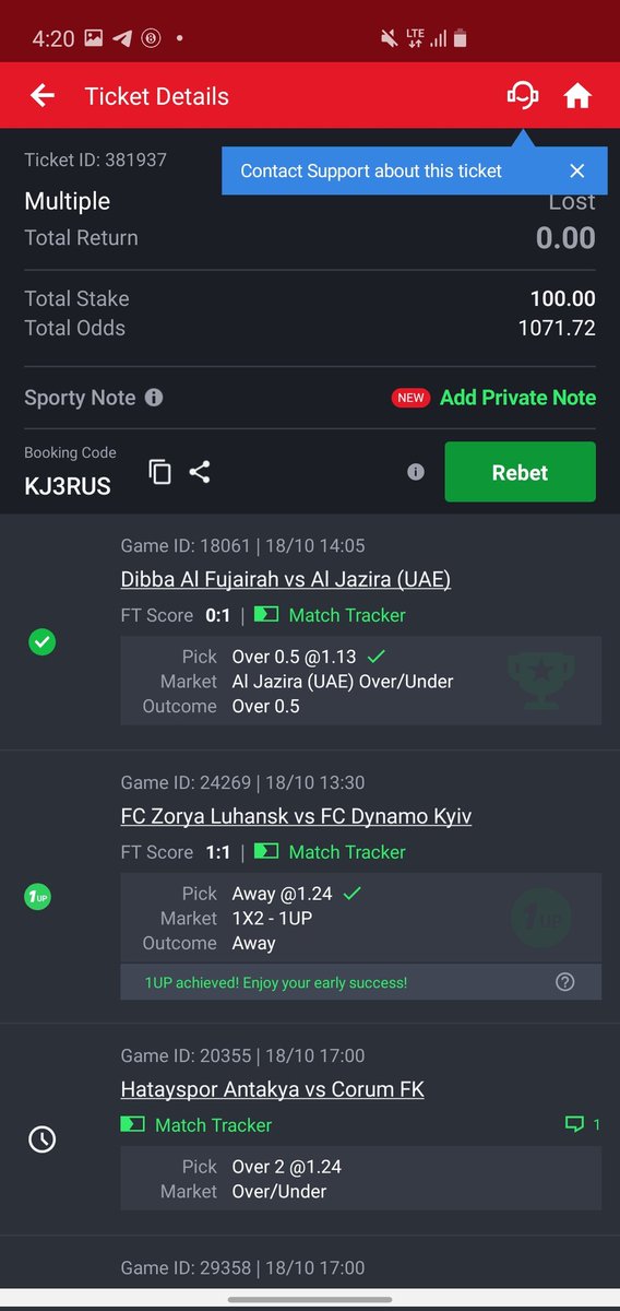 SplashGee50's tweet image. Sportybet what is going my ticket that is moving you settle it as lost please make you nah no whine me oooo bring back my bet @SportyBetNG @SportyBetNG @SportyBetNG