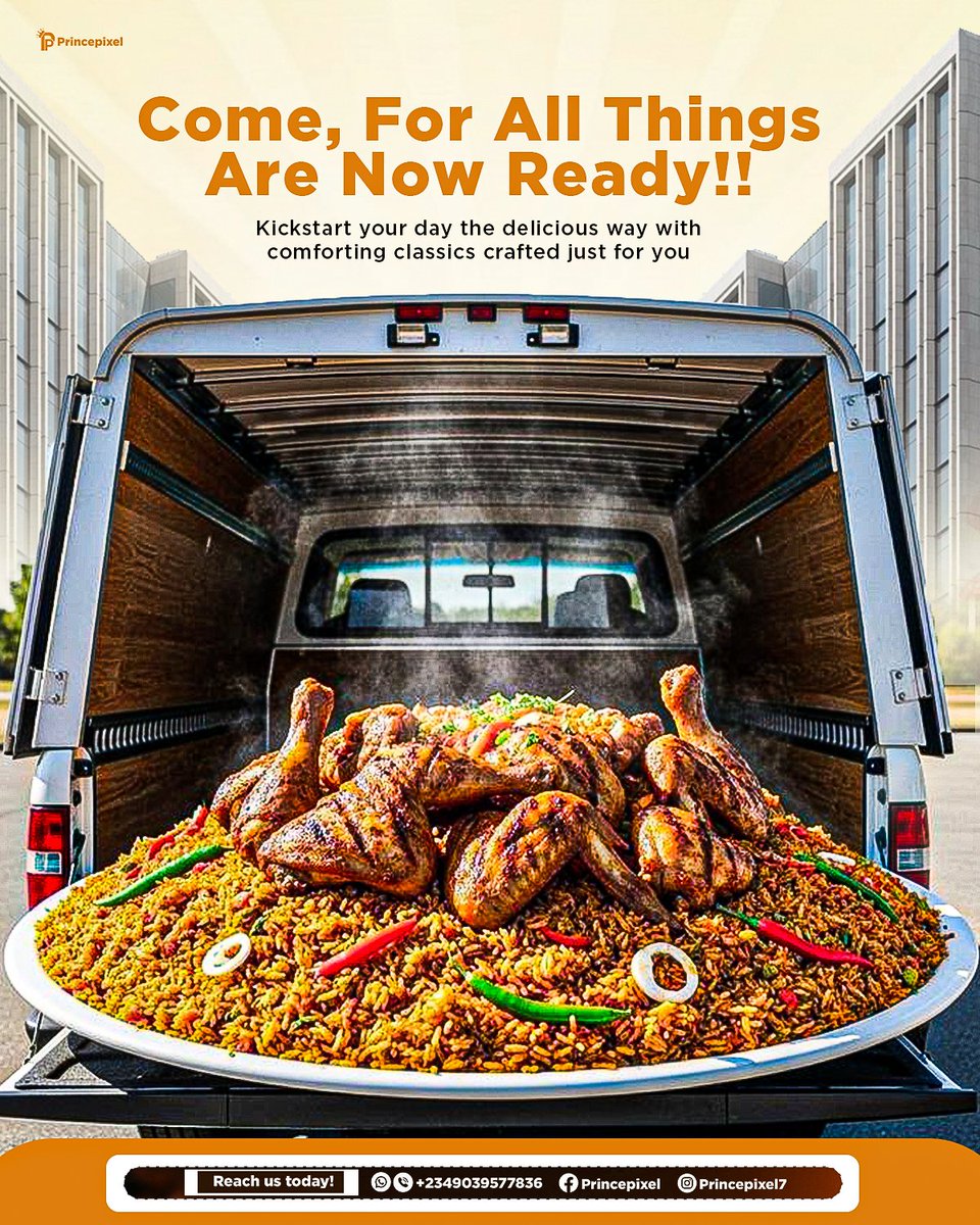Anosikeprince24's tweet image. Day 18/30 🎨
BTS from “Come, For All Things Are Now Ready!!” 🍗🔥
Every pixel cooked, every color seasoned. 👨🍳
#PrincePixel #DesignProcess #30DaysDesignChallenge #FoodDesign #Day18