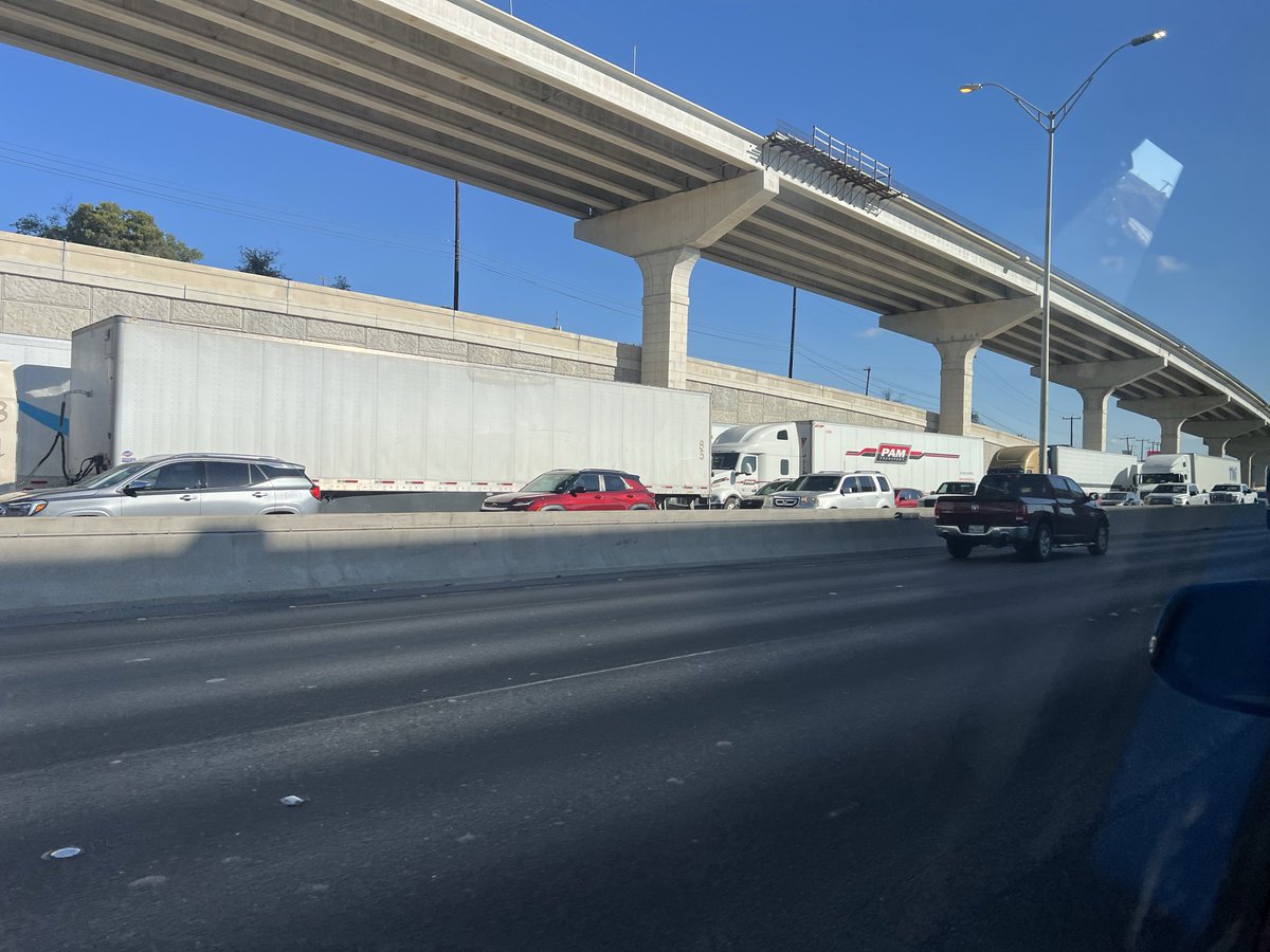 I35 headed into NE San Antonio is always a disaster. I’ve never seen so many big rigs. Miles and miles of trucks. Crashes every day. It’s anxiety inducing. You’d think the second biggest state would have more interstates, but 35 is the main artery and it’s always under