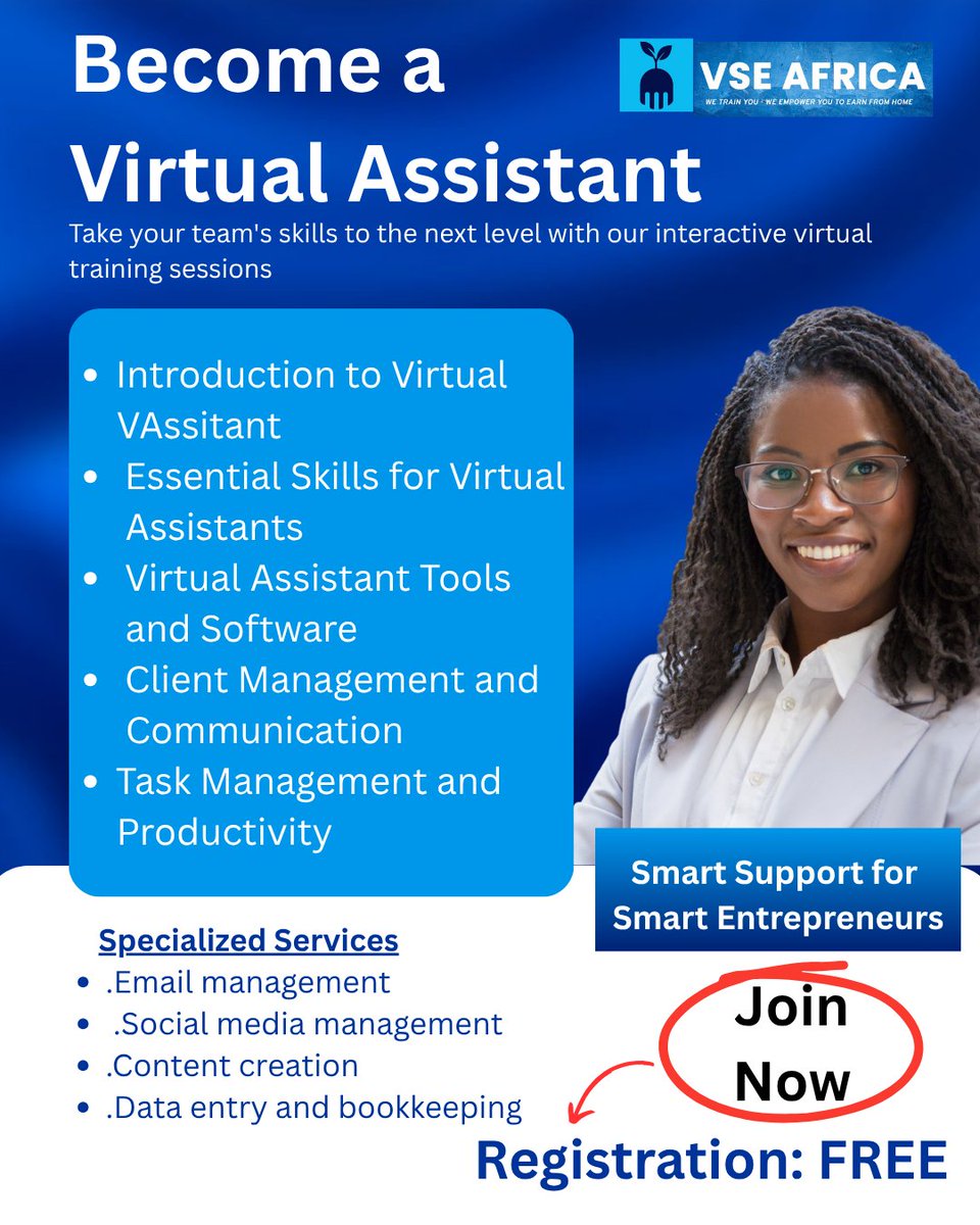 Unlock new career opportunities as a Virtual Assistant! Our training program provides the skills and expertise to work remotely with flexibility and autonomy, empowering you to achieve your professional goals. 
Week 9 Assignment.
 #VirtualAssistant #RemoteWork #CareerDevelopment