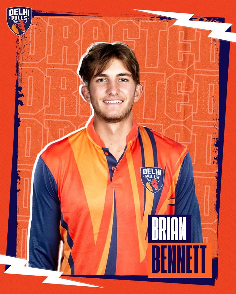BullsT10_'s tweet photo. Multi-talented and game-ready! Meet Brian Bennett! 🔥
#DelhiBulls | #DilSeDilli | #ADT10 | #CricketsFastestFormat | #InAbuDhabi | #BullsSquad #BrianBennett https://t.co/nnVOXBdL15