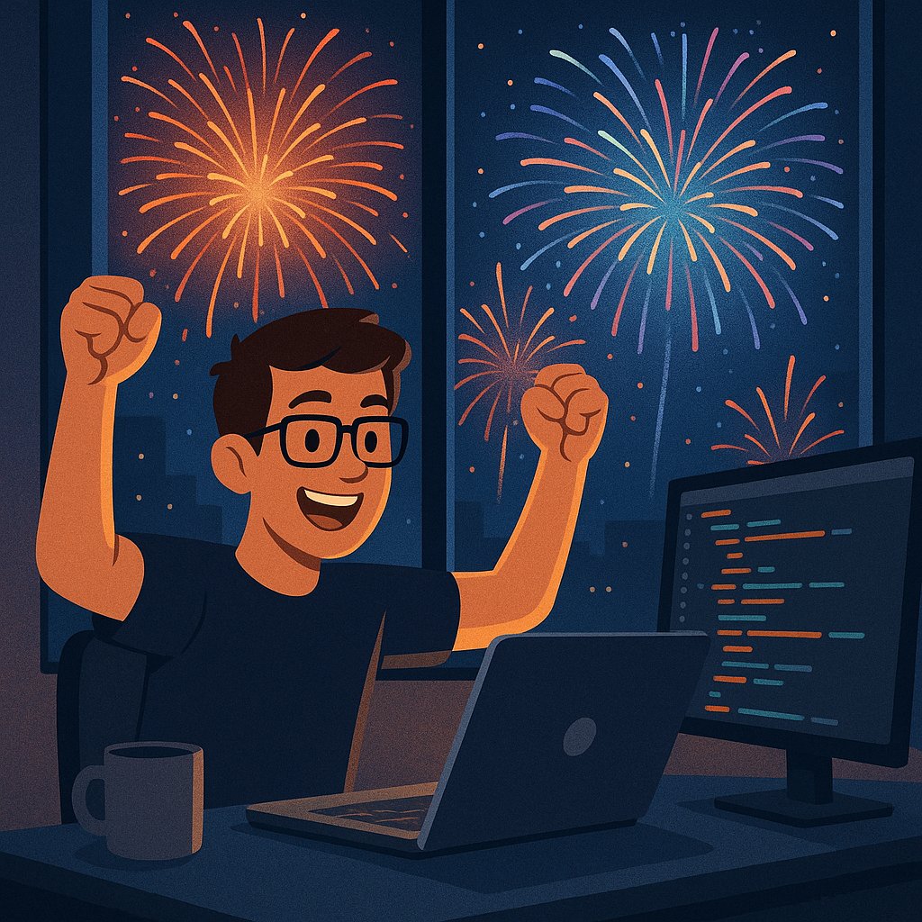 tempest_4754's tweet image. When your code compiles on the first try → instant fireworks. 🎆💻✨
The rarest kind of magic in a developer’s life.
#DeveloperHumor #CodeLife
#FirstTrySuccess