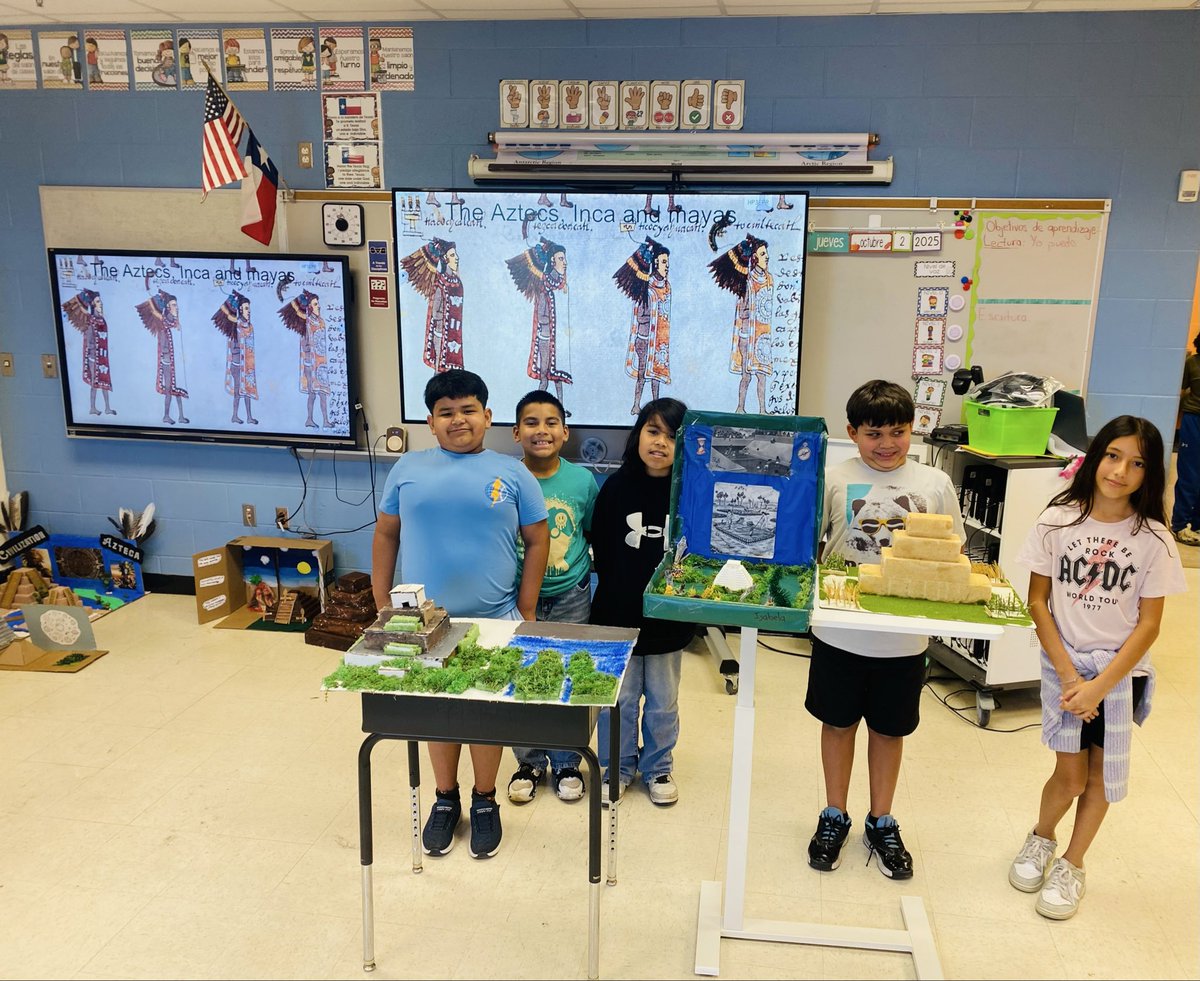 LopezIbette's tweet photo. We wrapped up our Reading Unit on Mesoamerican Civilizations with excitement and prideOur 5th graders became historians, explorers, and storytellers from Maya temples to Aztec canals, they brought ancient cultures to life through reading and writing!@OakCrestStinger @ECISDtweets https://t.co/EbtEP5LlxG