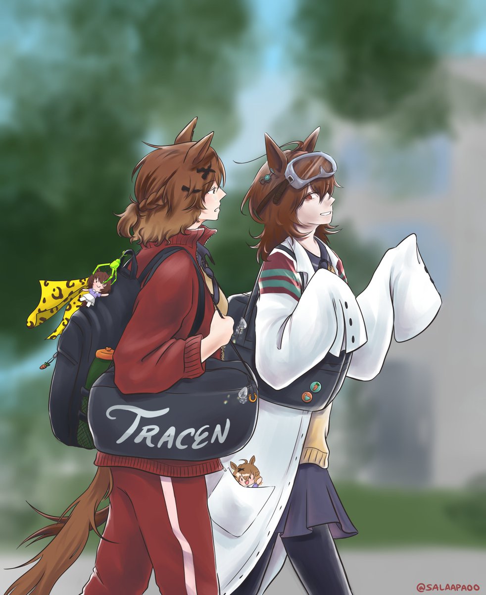 college au!! just thinking abt them meeting up between classes... or maybe pokke rushing out of hers to be able to walk tachyon to lab or smth....  #PKTKcreate25 #poketaki #ポケタキ