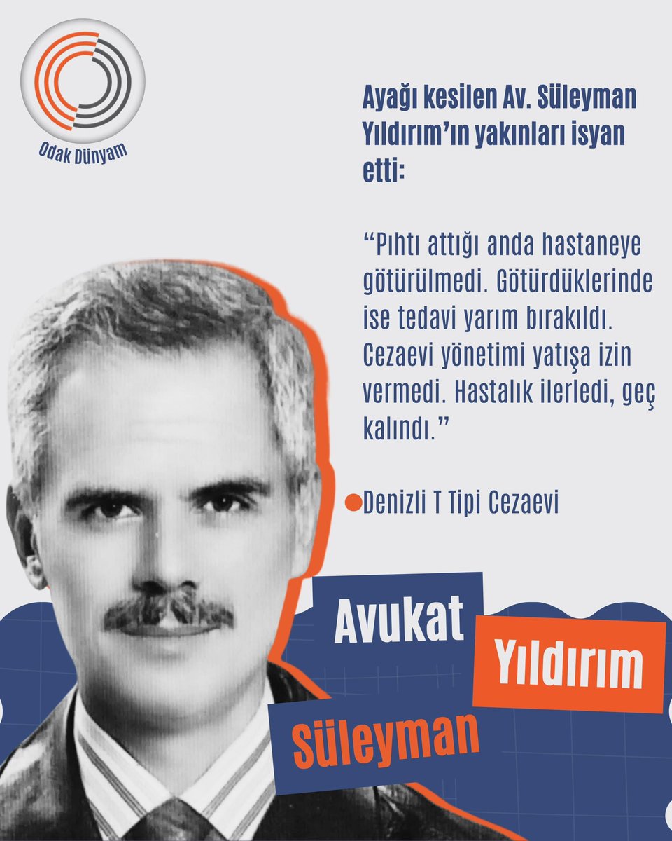 Yusufbatur68's tweet image. Bir avukat, bir baba, bir insan…
Süleyman Yıldırım ağır hasta.
Geciken adalet, onu ölümün eşiğine getirdi.

Hukuk, vicdan ve insanlık çağrısı yapıyoruz.

SüleymanYıldırım Yaşasın
