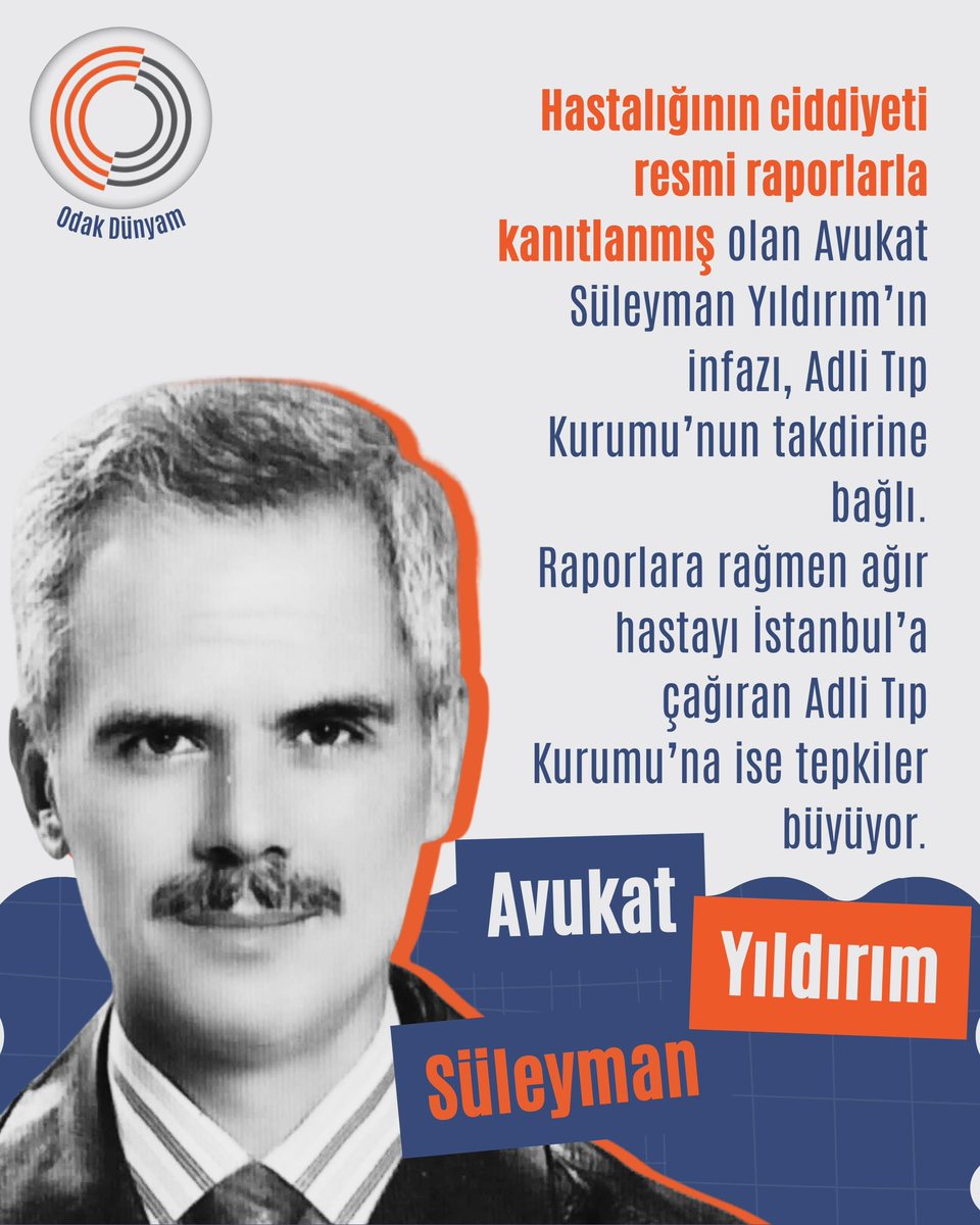 Yusufbatur68's tweet image. Bir avukat, bir baba, bir insan…
Süleyman Yıldırım ağır hasta.
Geciken adalet, onu ölümün eşiğine getirdi.

Hukuk, vicdan ve insanlık çağrısı yapıyoruz.

SüleymanYıldırım Yaşasın