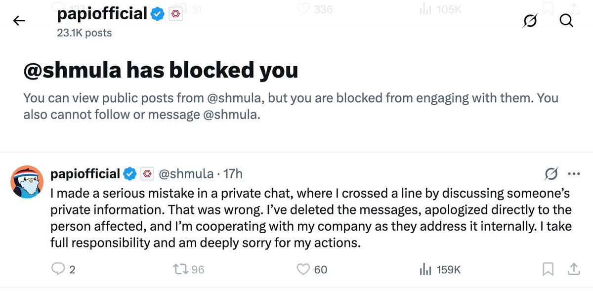 web3Gurung's tweet image. used to follow @shmula cuz of his content (thesis, podcast, great articles)

surprised that i got blocked

¯\_(ツ)_/¯