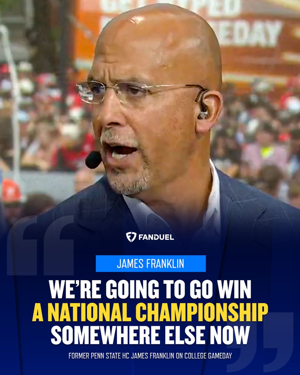 FDSportsbook's tweet photo. Let's say James Franklin ends up at any of:

• Florida
• Florida State
• Virginia Tech
• Arkansas

Would he win a national championship? 🏆 https://t.co/vf7nqYMmdt