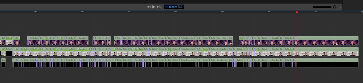 codercatdev's tweet image. Why don&apos;t people believe me when I say it takes at least 3 times as long to edit a video than it does to make one?
1 hour video takes 3-4 hours of editing. Look at all those slices 🙀