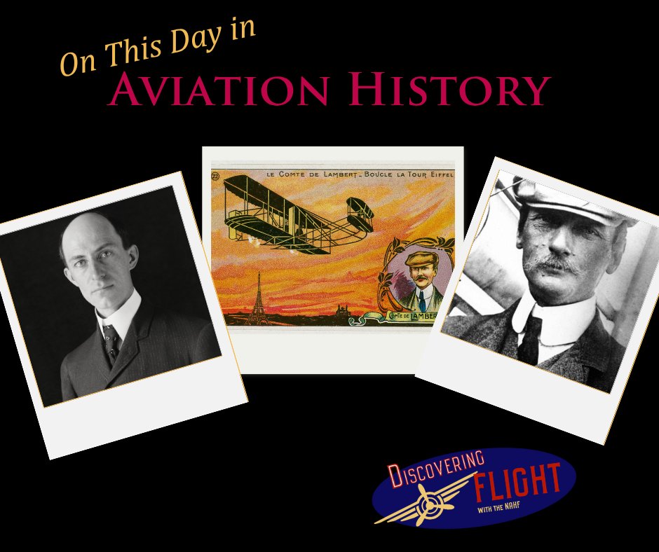 On Oct 18, 1909, French aviator Count Charles de Lambert, one of Enshrinee Wilbur Wright's first students, flew around the Eiffel Tower. Wilbur taught de Lambert as a part of a deal to have Wright Flyers manufactured and sold in France.

#AviationHistory #DiscoveringFlight