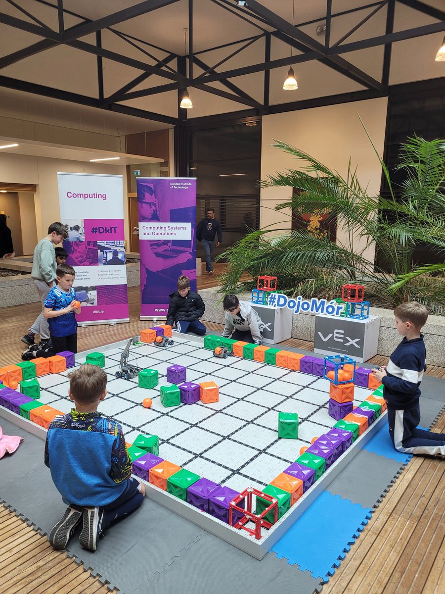 DojoMor2025's tweet image. Robotics fun at @DkIT_ie for #DojoMór2025. Kids got the chance to explore @VEXRobotics with @thecodelabie, drive a VEX IQ Basebot and manouvre a Clawbot - a big hit with all ages!! #STEM #ROBOTICS @DavidFHodge @MTU_ie