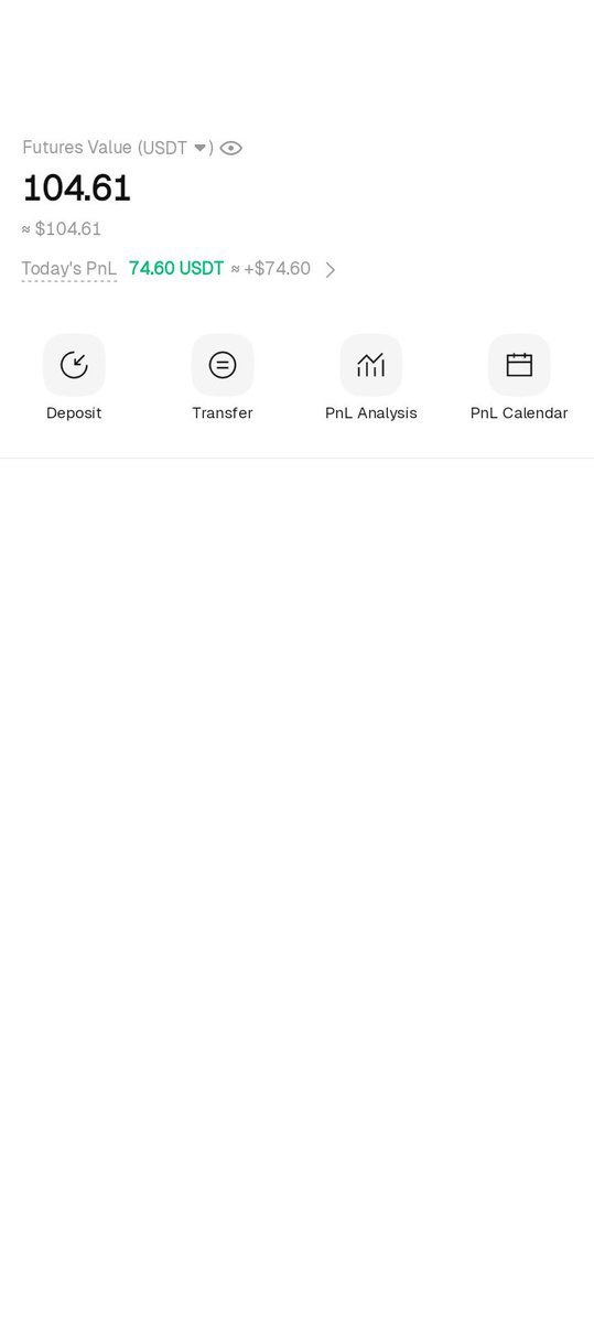 NeuralTradeAI's tweet image. $30 Challenge
· Net Gain: $104.61 − $30 = $74.61
· Percentage Gain: 248.7%
· Multiplier Gain: ×3.487
· Trades Executed: 3

$30 Challenge 

In 3 trades, I surpassed the $100 milestone with focus and precision.
$BTC $ETH $XRP $BNB $SOL $RECALL $BSU $SJM $REX $SLERF $RIVER $DAM