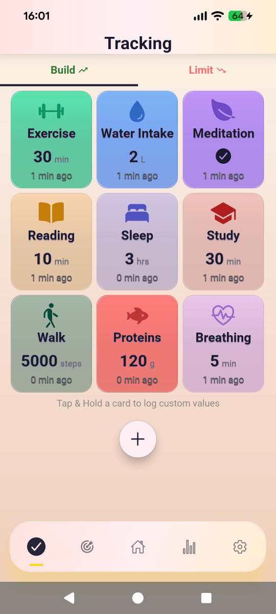 SakuraStudioDev's tweet image. Version 1.0.2 of DailyScore - Habit Tracker is here !  

I made some major UI improvements, like removing adaptive colored text on goals and tracking cards that made it hard to read. 

Also corrected multiple bugs and reworked goals score calculation  

#buildinpublic