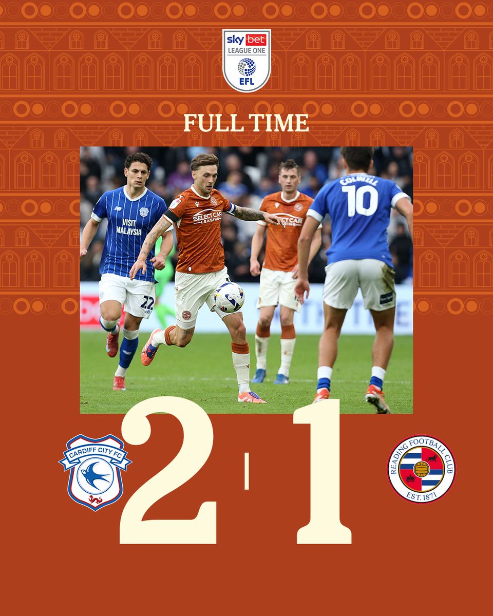 ReadingFC's tweet image. FULL TIME: CARDIFF CITY 2-1 READING

A harsh defeat in South Wales as the table-topping Bluebirds complete a second-half comeback.