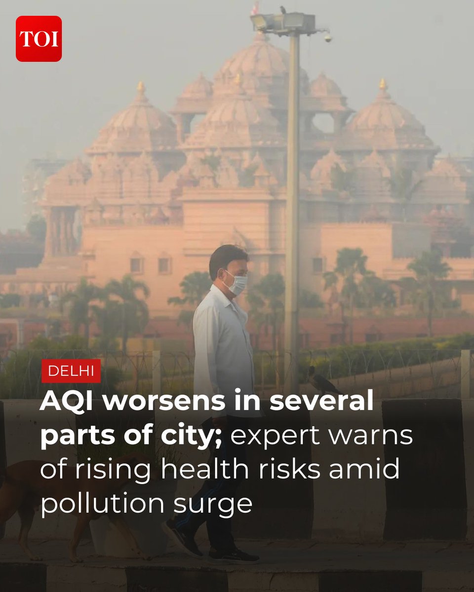 timesofindia's tweet image. The #AirQualityIndex (AQI) around #Akshardham was recorded at 230, in the 'Poor' category, in #Delhi as per the Central Pollution Control Board (CPCB).
Details here 🔗toi.in/QLUlTY