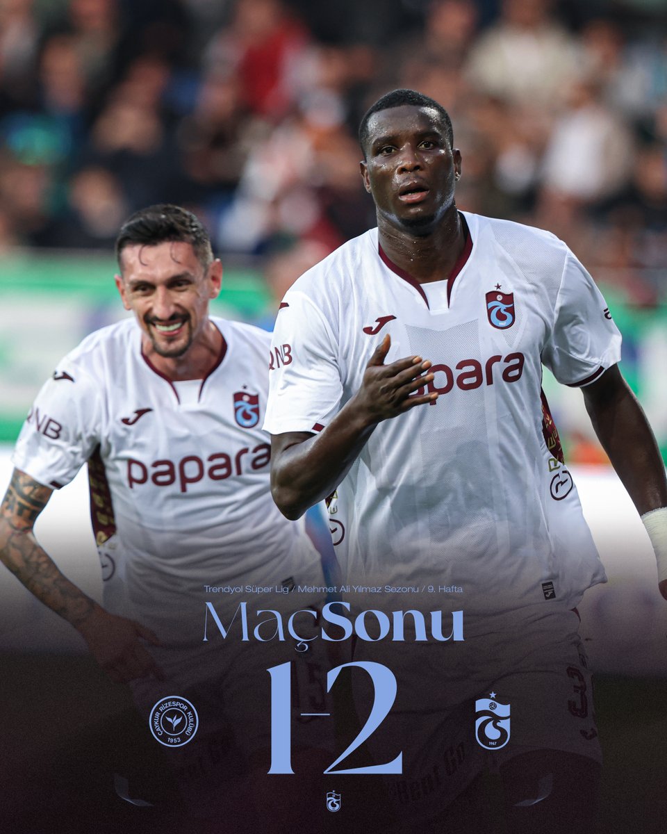 ⏱ 90' Karşılaşma sona erdi. 

Çaykur Rizespor 1-2 Trabzonspor #ÇRSvTS