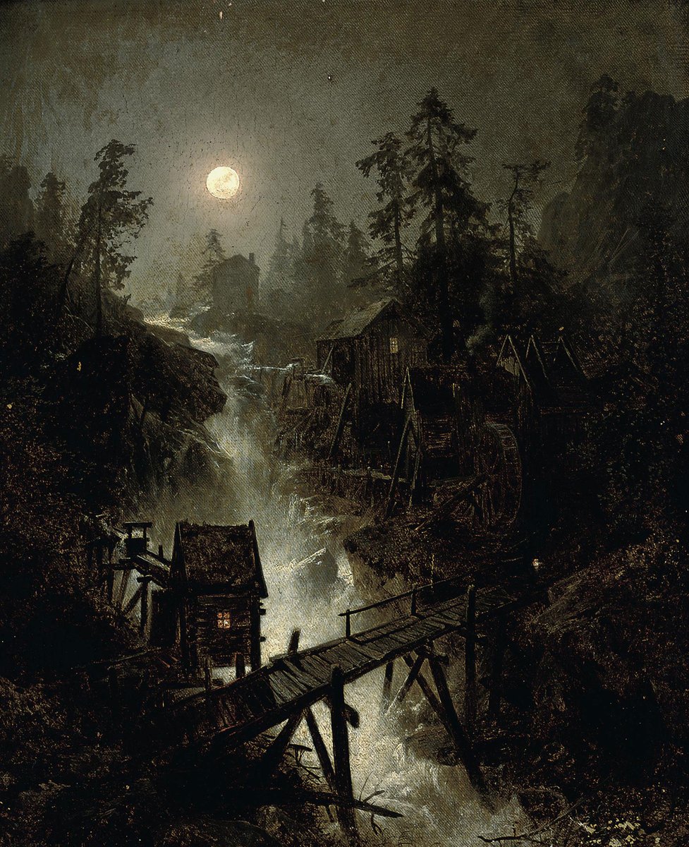 A Mining Town by Moonlight ― Hermann Herzog