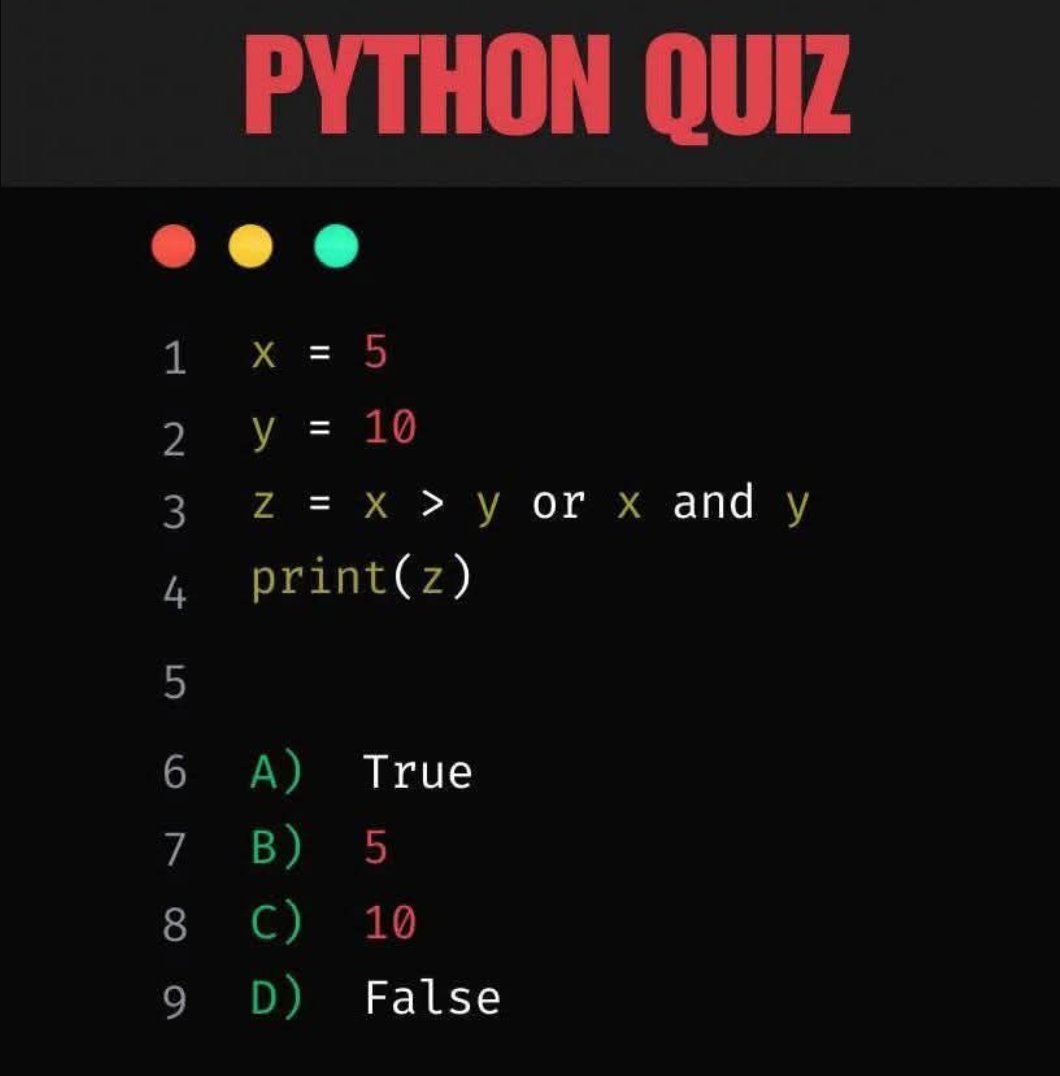 PythonPr's tweet image. Python Question / Quiz; What is the output of the following Python code, and why? Comment your answers below!