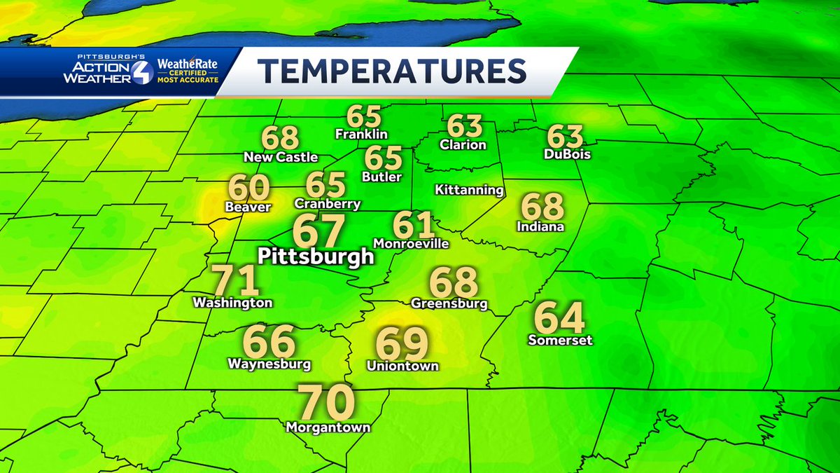 It's lunch time around Western PA! Here's a look at current temperatures! #pawx