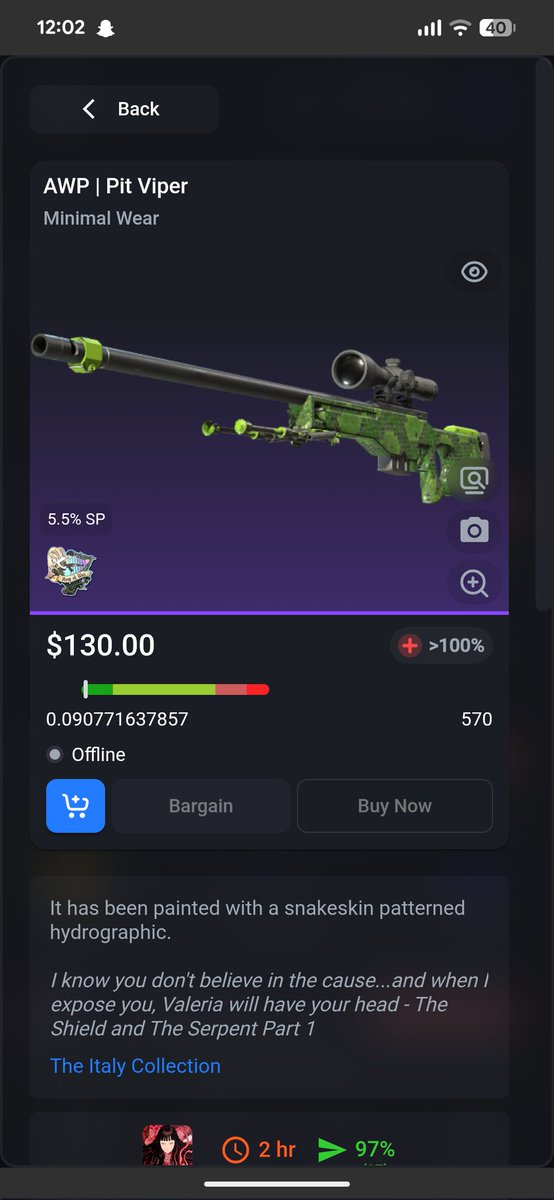 cassandracsgo's tweet image. new pickups awp pit viper from @prof1leCS and also removeable hard top for mustard im gonna paint it to the body color