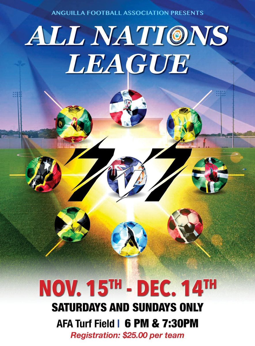 Get your crew together &amp; represent your roots in the AFA All Nations League! 
This new competition is about unity, fitness, &amp; fun, where culture meets competition

So, whether you’re Jamaican, Kittitian, Dominican, Anguillian, or anywhere else bring your pride, &amp; your A-game!