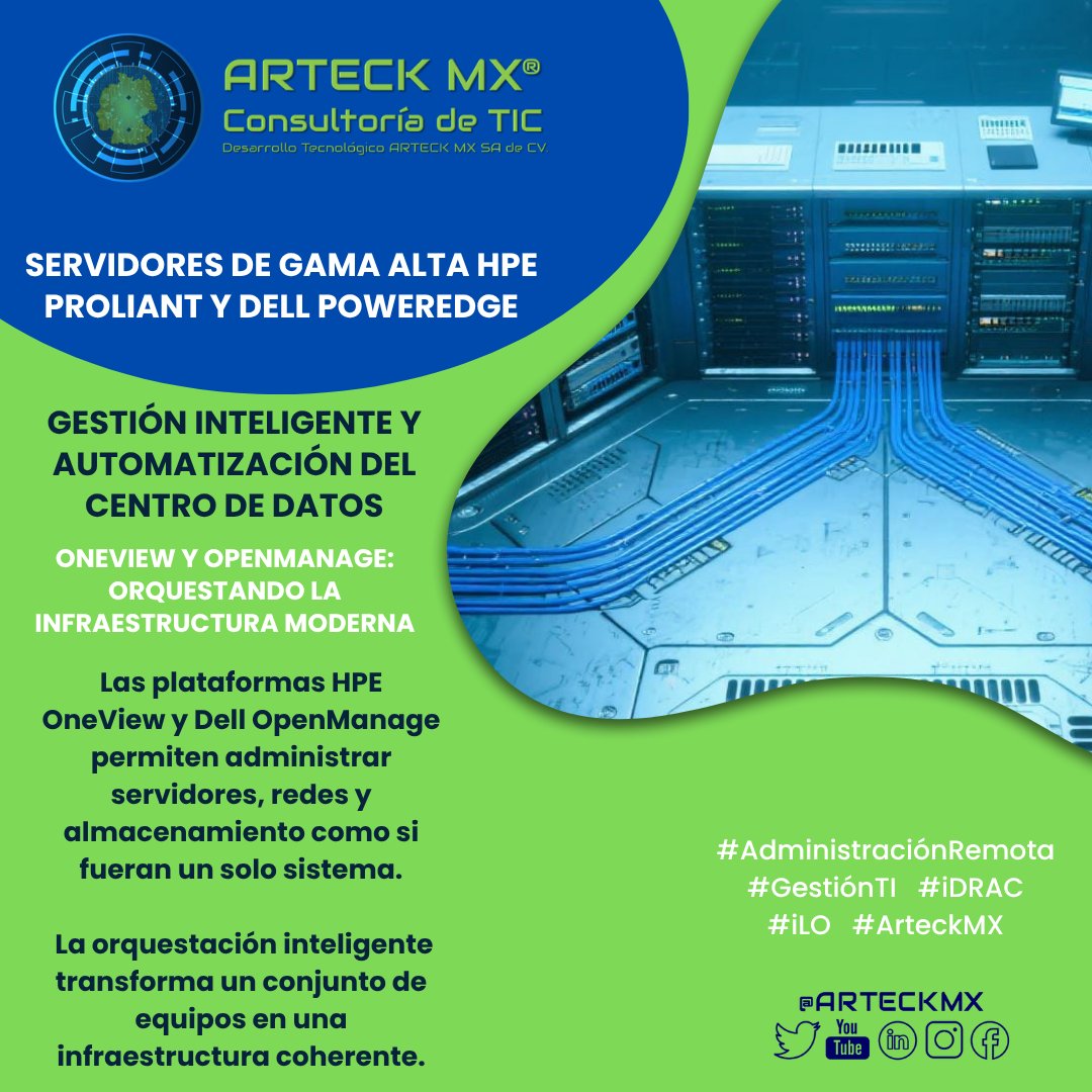 arteck_mx's tweet photo. La Gestión Inteligente y Automatización transforma el Centro de Datos. Reduce errores y optimiza el consumo energético. Este enfoque es clave para una máxima eficiencia, disponibilidad y el futuro de una infraestructura ágil. https://t.co/Rryx2NOcO9