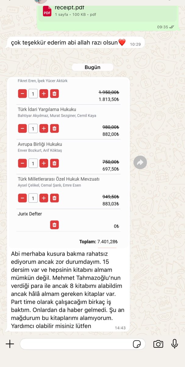 BOLU ABANT İZZET BAYSAL ÜNİVERSİTESİ HUKUK FAKÜLTESİ/HUKUK PR. 4. SINIF öğrencisi olan GAZİANTEPLİ KIZ KARDEŞİMİZİN KİTAP İHTİYACİ VARDIR DESTEK OLMAK İSTEYEN DİREK KİTABİ ALIP ÖĞRENCİNİN ADRESİNE KARGO YAPABİLİR. Toplan kitapların maliyeti 4280 TL DİR . 
<a href="/GundemiAntep27/">Antep Gündemi</a>