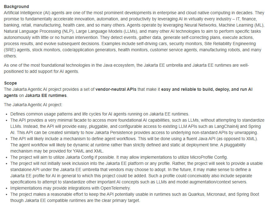 reza_rahman's tweet image. I have been working on a Jakarta Agentic AI specification proposal with the Payara folks and parts of the community for a few months now. The proposal is now public: projects.eclipse.org/proposals/jaka…. Some important early discussion here: gitlab.eclipse.org/eclipsefdn/emo….