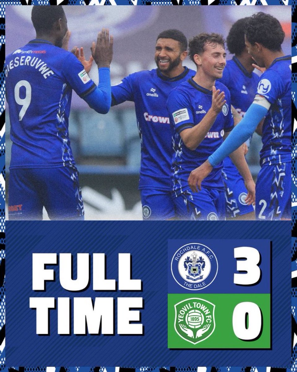 ROCHDALE AFC FAN PAGE (@rochdalefan) on Twitter photo Normality in the league resume - 3️⃣ points again ole ole 😮💨
A professional and dominate display. Looked a class above without having to get out of second gear.
Won the game in the first half and then totally controlled it from there.
Up The Dale! #RAFC Normality in the league resume - 3️⃣ points again ole ole 😮💨
A professional and dominate display. Looked a class above without having to get out of second gear.
Won the game in the first half and then totally controlled it from there.
Up The Dale! #RAFC