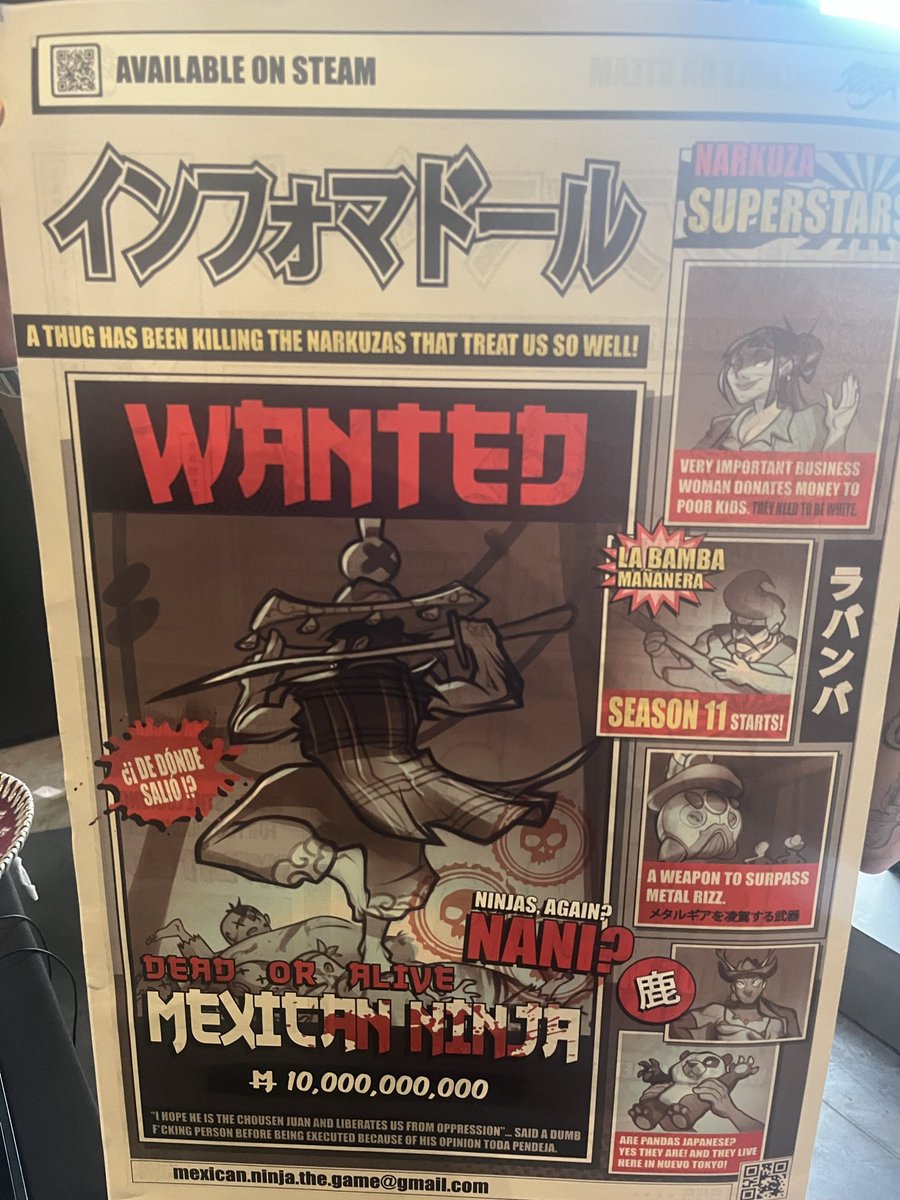 Dicen que el Pinche Ninja anda suelto en Nuevo Tokyo pero estoy seguro de que <a href="/MexicanNinjaaaa/">Mexican Ninja - WISHLIST NOW! 🥷</a> se encargará de nerfearlo
