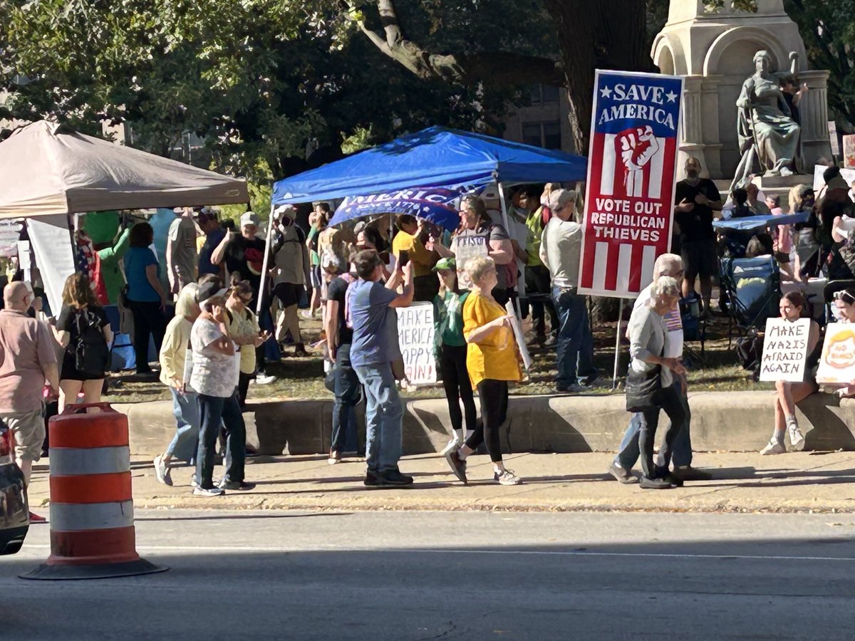 communityindy's tweet photo. No Kings Rally At the Statehouse is packed and spirited. Hoosiers making their voices heard! https://t.co/dD0TFjsVvD