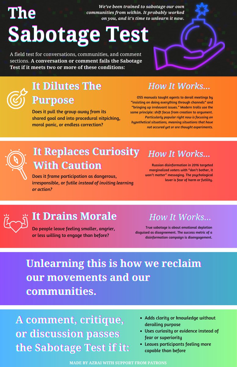 TheOneAzrai's tweet image. Before you make even one more post- these are for you. We&apos;ve been trained to sabotage our own communities from within &amp;amp; it worked on all of us I&apos;m afraid! ESPECIALLY marginalized folks. But here&apos;s how to stop it. Save these. These go in your phone now. REMEMBER WHO YOU ARE.