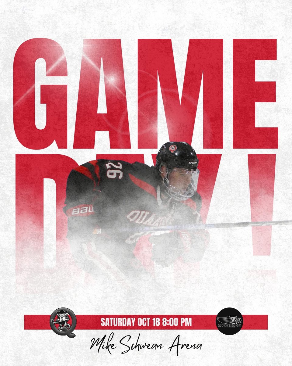 It’s GAME DAY! 

On the road to take on the Steelhawks.

🕗 Puck Drop: 8:00 PM
📍 Mike Schwean Arena

#QuakersHockey | #GameDay