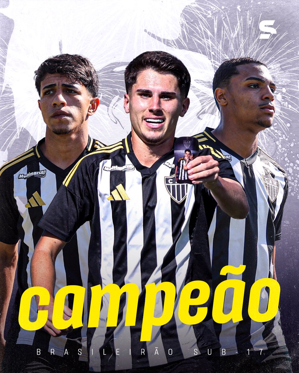 sportv's tweet photo. ATLÉTICO-MG É CAMPEÃO! 🏆🖤🤍

O Galo conquistou o Brasileirão Sub-17 pela primeira vez em sua história. O Atlético-MG havia sido derrotado por 4 a 1 pelo Grêmio no primeiro jogo, mas conseguiu reverter o placar: venceu por 3 a 0 no tempo normal e 4 a 2 nos pênaltis. Festa na Arena MRV! 🎉🏟️

Contém texto alternativo

#BrasileiraoSub17NoSportv #AtleticoMG #Gremio #FutebolBrasileiro #Futebol