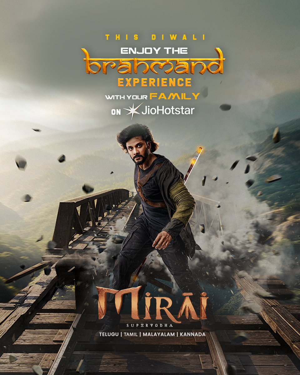 Every Diwali is a superhero’s homecoming… this time, it’s our own SuperYodha! 🥷

Celebrate the Brahmand spectacle with your loved ones. ❤️‍🔥

This #Diwali watch #MiraiOnJioHotstar ⚛

<a href="/tejasajja123/">Teja Sajja</a> <a href="/HeroManoj1/">Manoj Manchu🙏🏻❤️</a> <a href="/Karthik_gatta/">Karthik Gattamneni</a> <a href="/shriya1109/">Shriya Saran</a> <a href="/RitikaNayak_/">Ritika Nayak</a> <a href="/vishwaprasadtg/">Vishwa Prasad</a> #KrithiPrasad