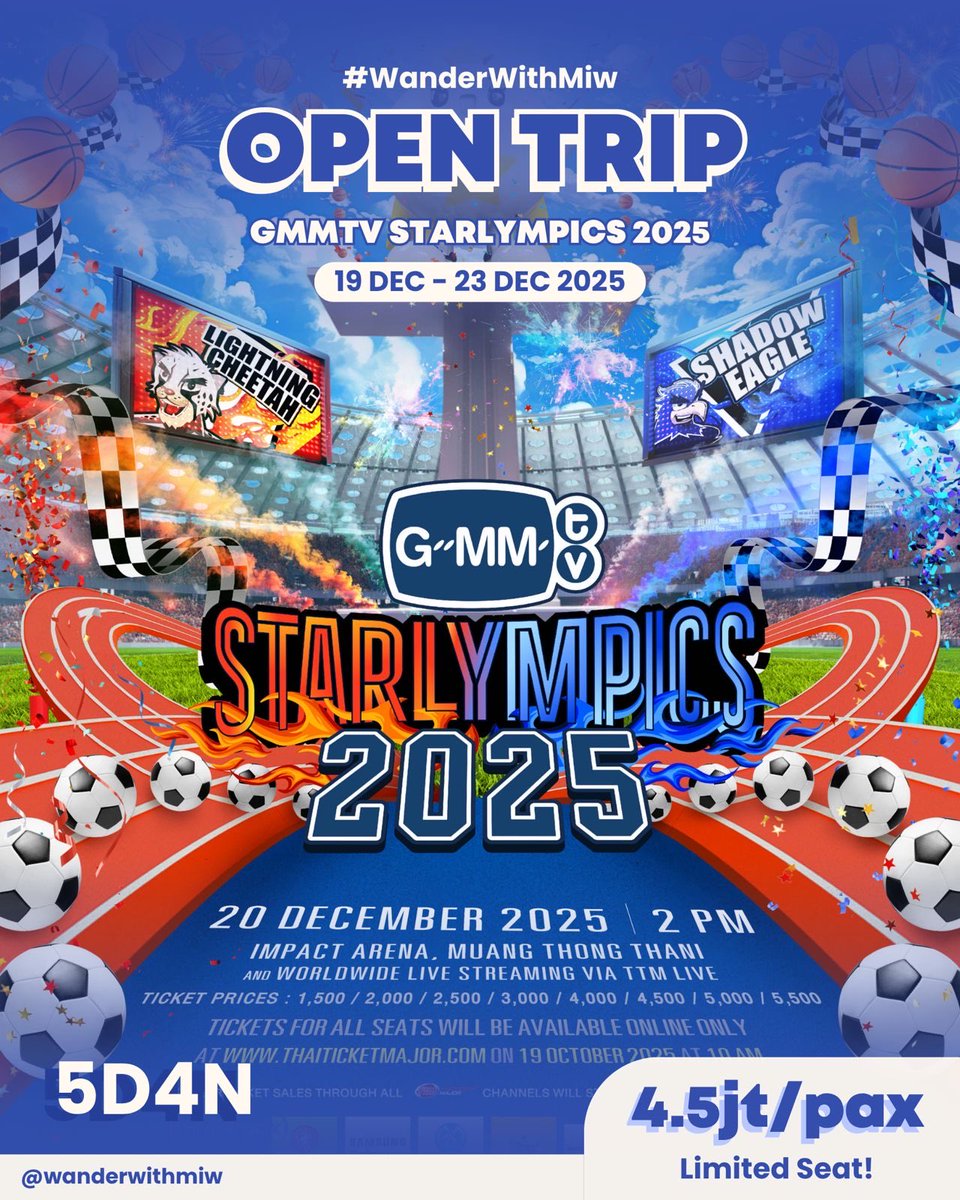 gemiamore's tweet image. OPEN TRIP GMMTV STARLYMPICS 2025

hai guys!! karena open trip starlympic tahun lalu seru BANGET, jadi tahun ini aku buka lagi buat starlympics 2025🥹✨ yuk join fangirling + jalan jalan bareng kali ini! percaya deh se WORTH IT itu🤩

💌 DM for info!

#GMMTVStarlympics2025 #GMMTV