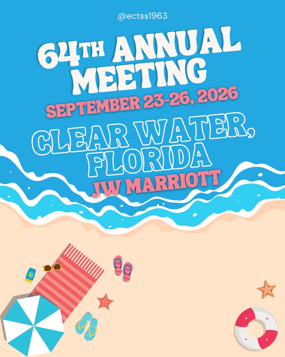 ECTSS_CTsurg's tweet photo. See you next year at the 64th Annual Meeting of @ectss1963 in stunning Clear Water, Florida. We hope you will stay with us September 23-26, 2026 at the JW Marriott. #ectss2026 #newhashtagwhodis https://t.co/yOM8cpNSz7
