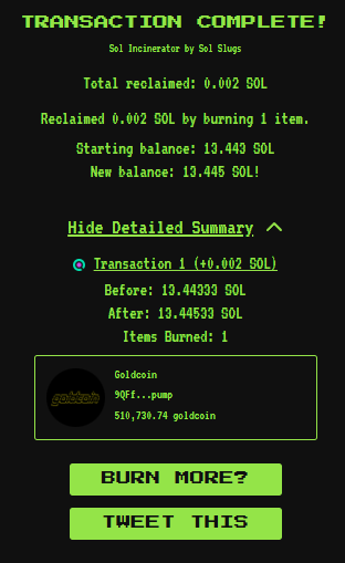 nahknoya's tweet image. more supply burned just now,

194m tokens total,

the bot will continue to buy every 5 mins.

$goldcoin