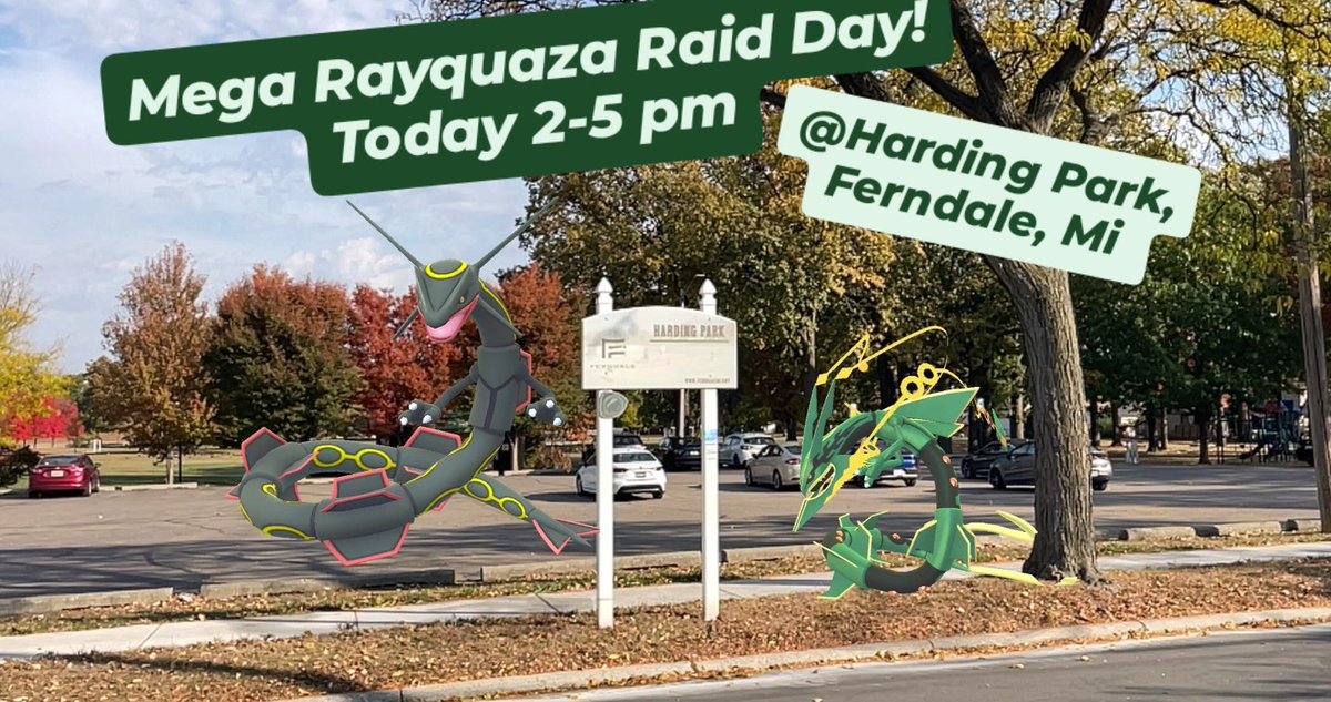 MunchlaxSociety's tweet image. Today is Mega Rayquaza Raid Day.   Join Trainers of The Munchlax Society at Harding park in Ferndale Mi as we take on this mighty Mega.  

#PokemonGO #Pokemon #megaraid #raidday
#Rayquaza #Michigan #communityambassador #Ferndale #Detroit #raids #Saturday